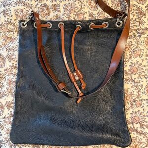 Genuine Italian Black and Brown Leather Bag